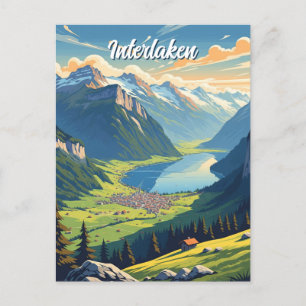 Interlaken Schweiz Reise Vintage Postkarte