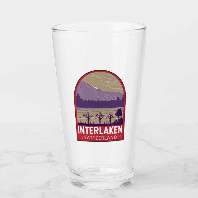 Interlaken Schweiz Reisen Vintag Glas (Vorderseite)