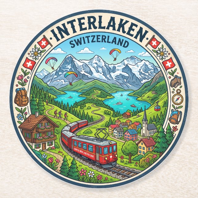 Interlaken Schweiz Runder Pappuntersetzer (Vorderseite)