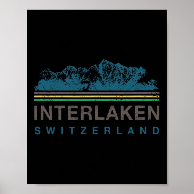 Interlaken Schweiz Schweizer Bergsteigen Retro Poster (Vorne)
