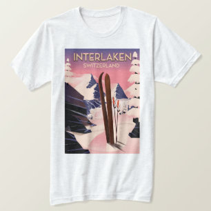 Interlaken Schweiz Skifahrplakat. T-Shirt