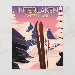 Interlaken Schweiz Skireiseplakat.