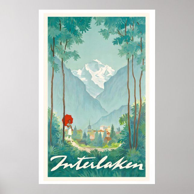 Interlaken Schweiz Vintage-Reiseposter Poster (Vorne)