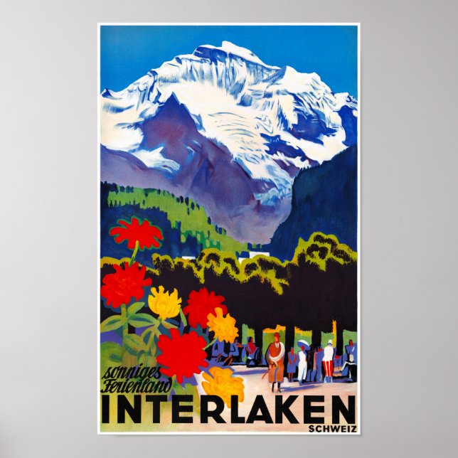 Interlaken Suisse Poster vintage restauré (Devant)