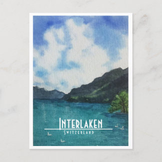 Interlaken Suisse voyage carte postale art