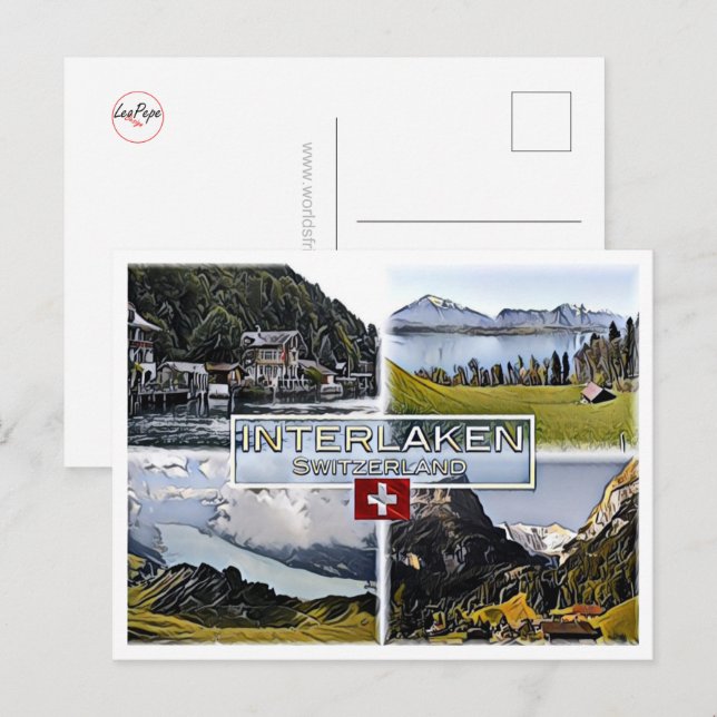 Interlaken - Switzerland - Mosaic - Postkarte (Vorne/Hinten)