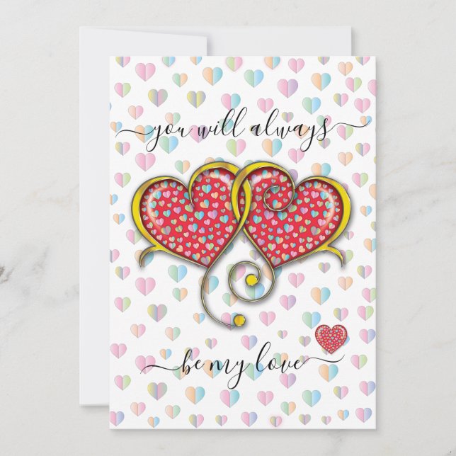 Interlock Herz Custom Eleganter Valentinstag Karte (Vorderseite)