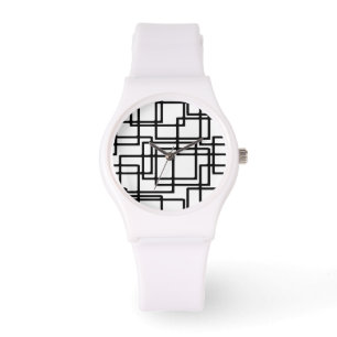 Interlocking Black Squares Artistic Design Armbanduhr