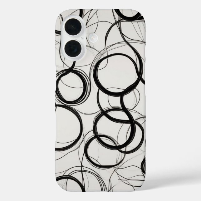 Interlocking Circles Line Art iPhone 16 Hülle (Rückseite)