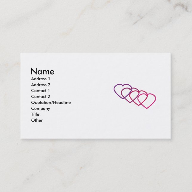 Interlocking Hearts Business Card Visitenkarte (Vorderseite)