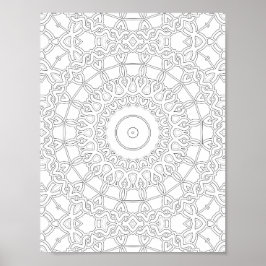 Interlocking Loopwork Coloring Page Pattern Art Poster