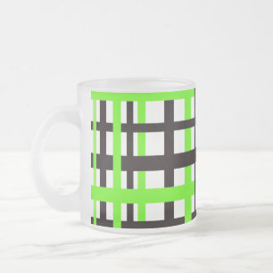 Interlocking Stripes Black White Green Mattglastasse