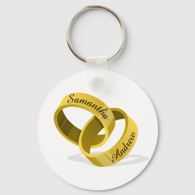 Interlocking Wedding Rings - Engraved custom Names Schlüsselanhänger (Vorderseite)
