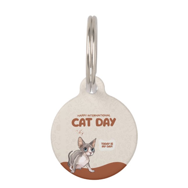 International Cat Day Sphynx Celebration Art Haustiermarke (Vorderseite)