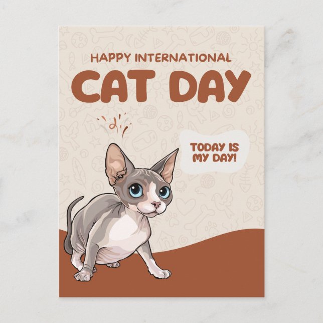 International Cat Day Sphynx Celebration Art Postkarte (Vorderseite)