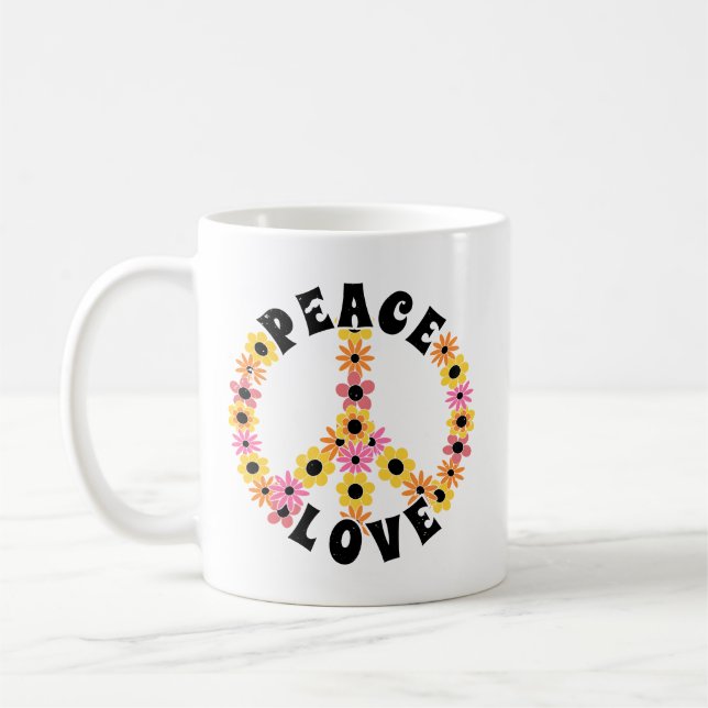 International Day of Peace Love Flower Kaffeetasse (Links)