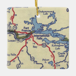 International Falls MN Vintag Map Keramikornament