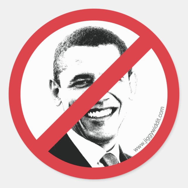 International NO! Obama Runder Aufkleber (Vorderseite)