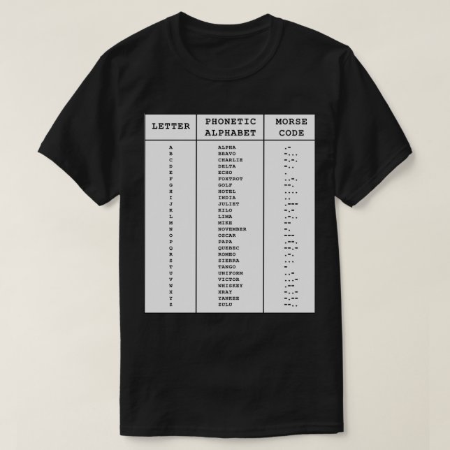 International Phonetic Alphabet Morchet Code Chart T-Shirt (Design vorne)