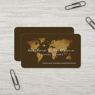 International Travel Agent World Map Brown Visitenkarte