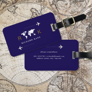 International Travel World Monogram dunkelblau Gepäckanhänger