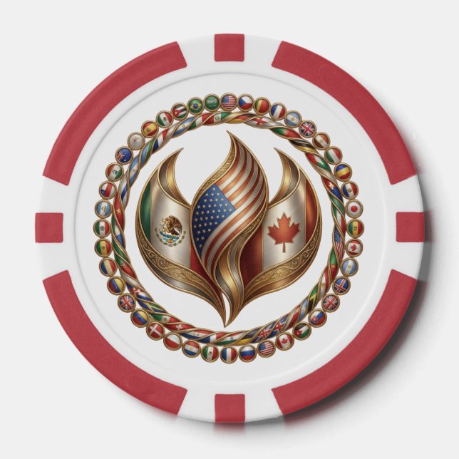 International Unity Flame with World Flags Emblem  Pokerchips (Vorderseite)