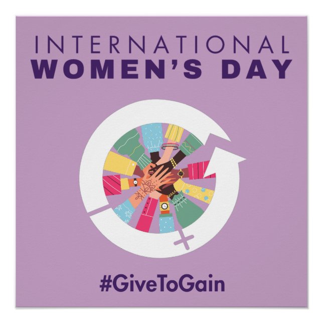 International Women’s Day 2026 Give To Gain Poster (Vorderseite)