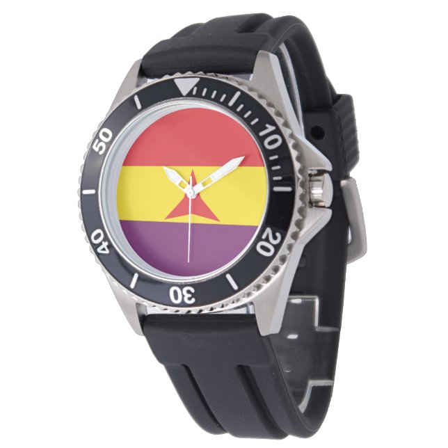 Internationale Flagge (Ziviler Krieg Spaniens) Armbanduhr (Schrägansicht)