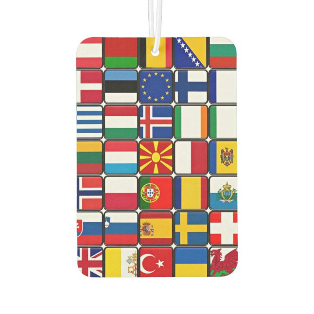 Internationale Flaggen-Collage, Weltflaggen Autolufterfrischer (Rückseite)