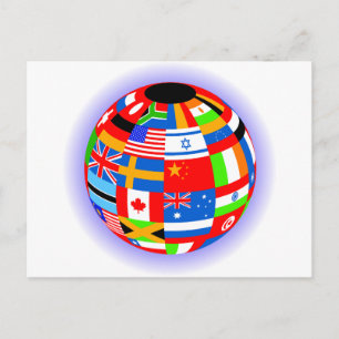 Internationale Flaggen Globus Erde Postkarte