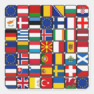 Internationale Flaggensammlung, Weltflaggen Quadratischer Aufkleber