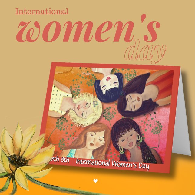 Internationale Frauentage Orange Red Feiertagskarte (International Women's Day Art Orange Red Holiday Card)