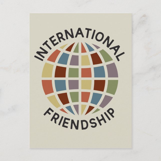 Internationale Freundschaft mit farbenfroher Globu Postkarte (Vorderseite)