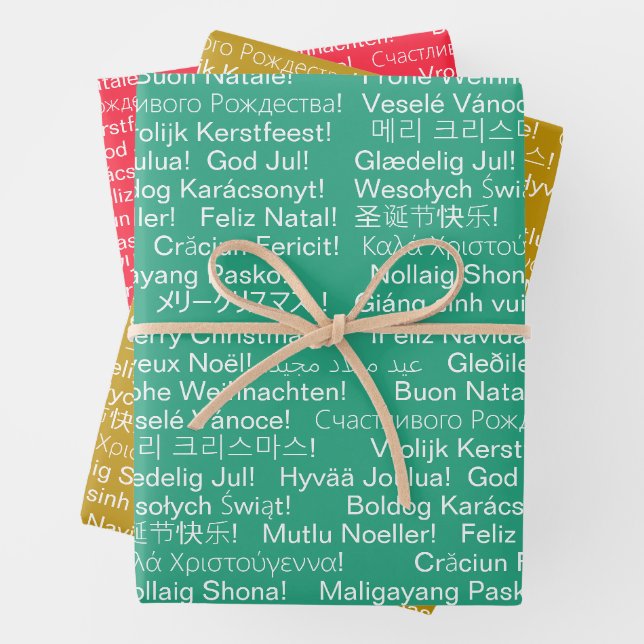 Internationale frohe Weihnachten Geschenkpapier Set (Beispiel)