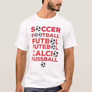 Internationale Fußballnamen-Typografie Rot Sport T-Shirt