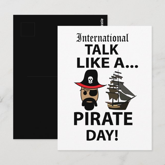 Internationale Gespräche wie ein Piratentag Postkarte (Vorne/Hinten)