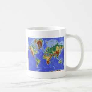 Internationale Karte für das Weltgebiet Kaffeetasse