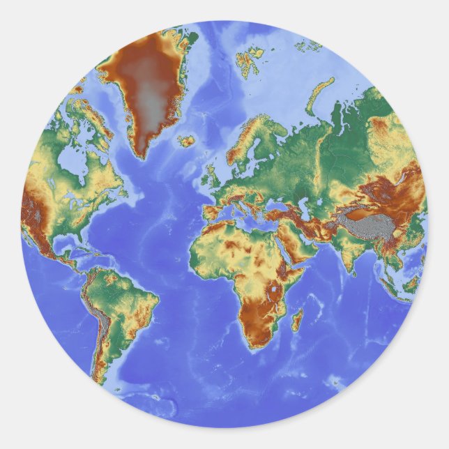 Internationale Karte für das Weltgebiet Runder Aufkleber (Vorderseite)