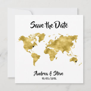 Internationale Paare Weltkarte Wechselherzen Save The Date