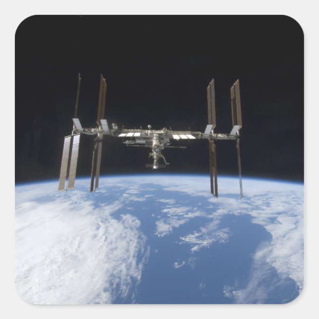 Internationale Raumstation 11 Quadratischer Aufkleber (Vorderseite)