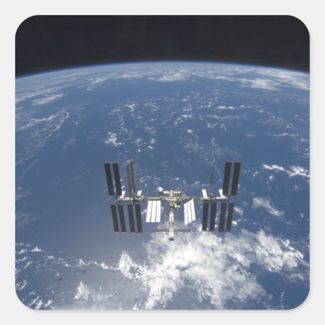 Internationale Raumstation 14 Quadratischer Aufkleber (Vorderseite)