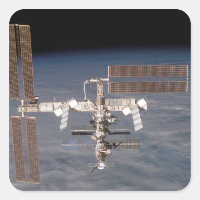 Internationale Raumstation 16 Quadratischer Aufkleber (Vorderseite)