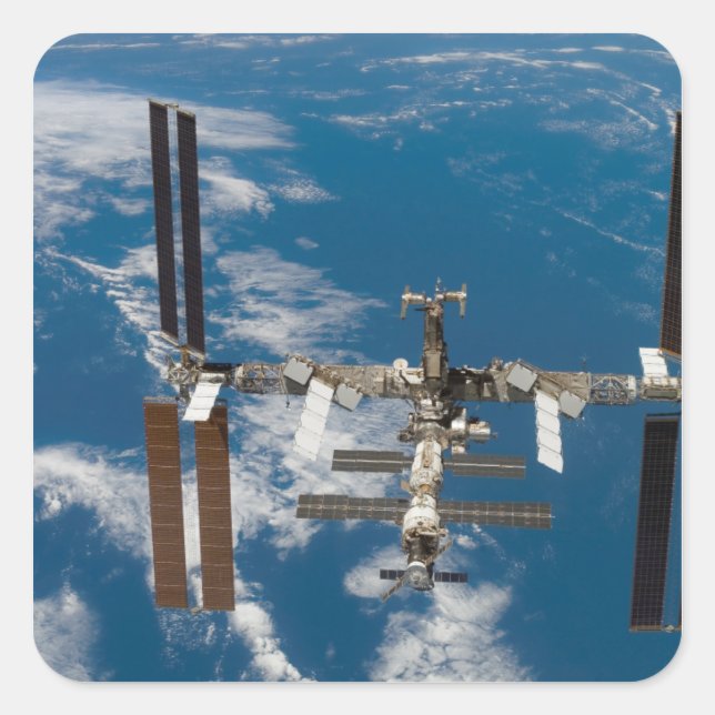 Internationale Raumstation 18 Quadratischer Aufkleber (Vorderseite)