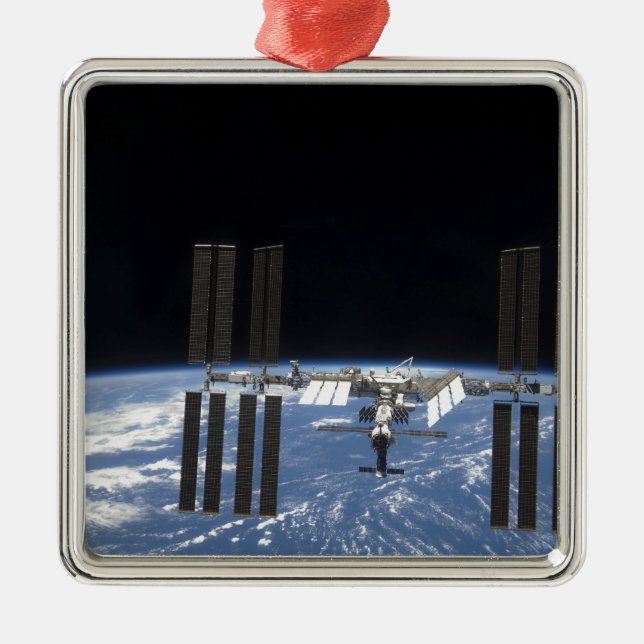 Internationale Raumstation 18 Silbernes Ornament (Vorne)