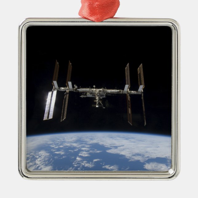 Internationale Raumstation 9 Silbernes Ornament (Vorne)