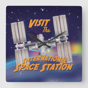 Internationale Raumstation Quadratische Wanduhr