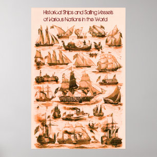 INTERNATIONALE VINTAGE SEGELSCHIFFE, Sepia Poster