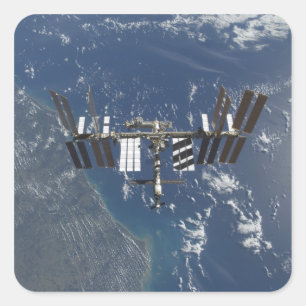 Internationale Weltraumstation in Bahn 3 Quadratischer Aufkleber