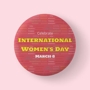Internationalen Frauentag feiern Pink-Button Button