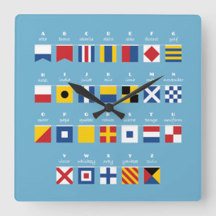 Internationaler Code des Signal-Alphabetes Quadratische Wanduhr